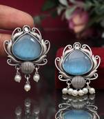 Sky blue color oxidised earrings