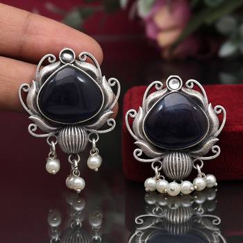 Blue color oxidised earrings 1