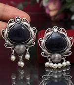 Blue color oxidised earrings