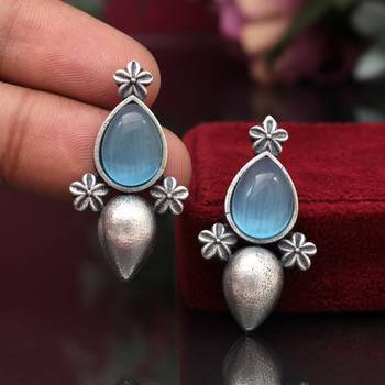 Sky blue color oxidised earrings 1