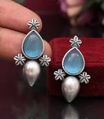 Sky blue color oxidised earrings