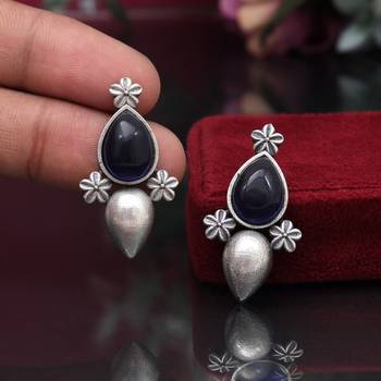 Blue color oxidised earrings 1