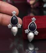 Blue color oxidised earrings