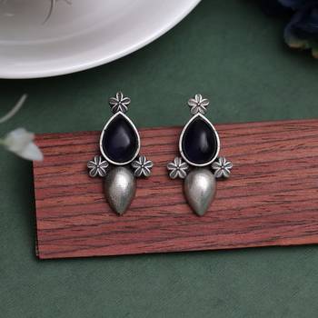 Blue color oxidised earrings 2