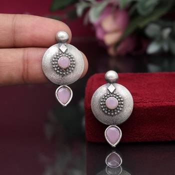 Pink color oxidised earrings 1