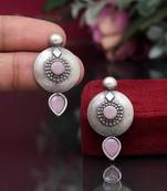 Pink color oxidised earrings