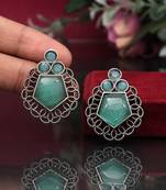 Pista green color oxidised earrings
