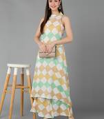 white checked pure cotton fancy kurta with palazzo set