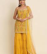 Women's Yellow Georgette Sharara Suit Set