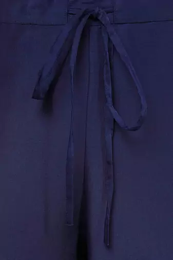 navy blue solid silk blend fancy kurta with trouser set