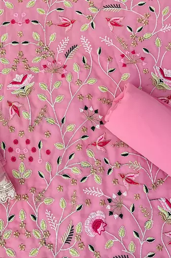 Pink Georgette Threadwork Sharara Suit