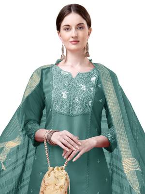 WILNERCROWN Designer Trending ethnic set kurta, pant and dupatta set for women for casual and festive wear 4