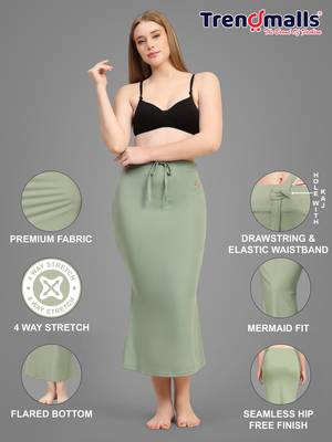 Trendmalls Green Lycra Spandex Saree Shapewear Skirt Petticoat for Women 5