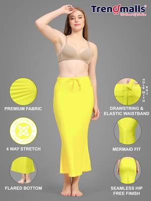 Trendmalls Yellow Lycra Spandex Saree Shapewear Skirt Petticoat for Women 6