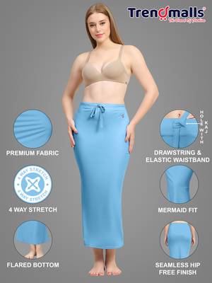 Trendmalls Sky Blue Cotton Saree Shapewear 6
