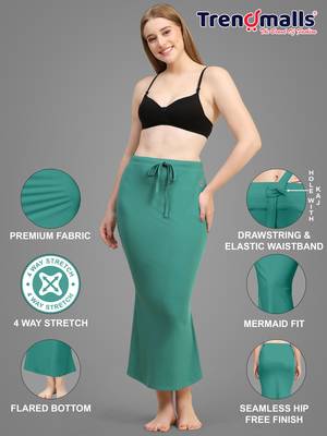 Trendmalls Green Lycra Spandex Saree Shapewear Skirt Petticoat for Women 6