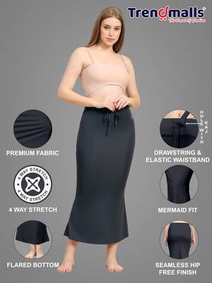 Trendmalls Grey Lycra Spandex Petticoat Skirts for Women Saree Shape Wear Dress 6