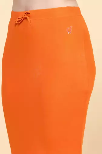 Trendmalls Orange Lycra Spandex Saree Shapewear Skirt Petticoat for Women