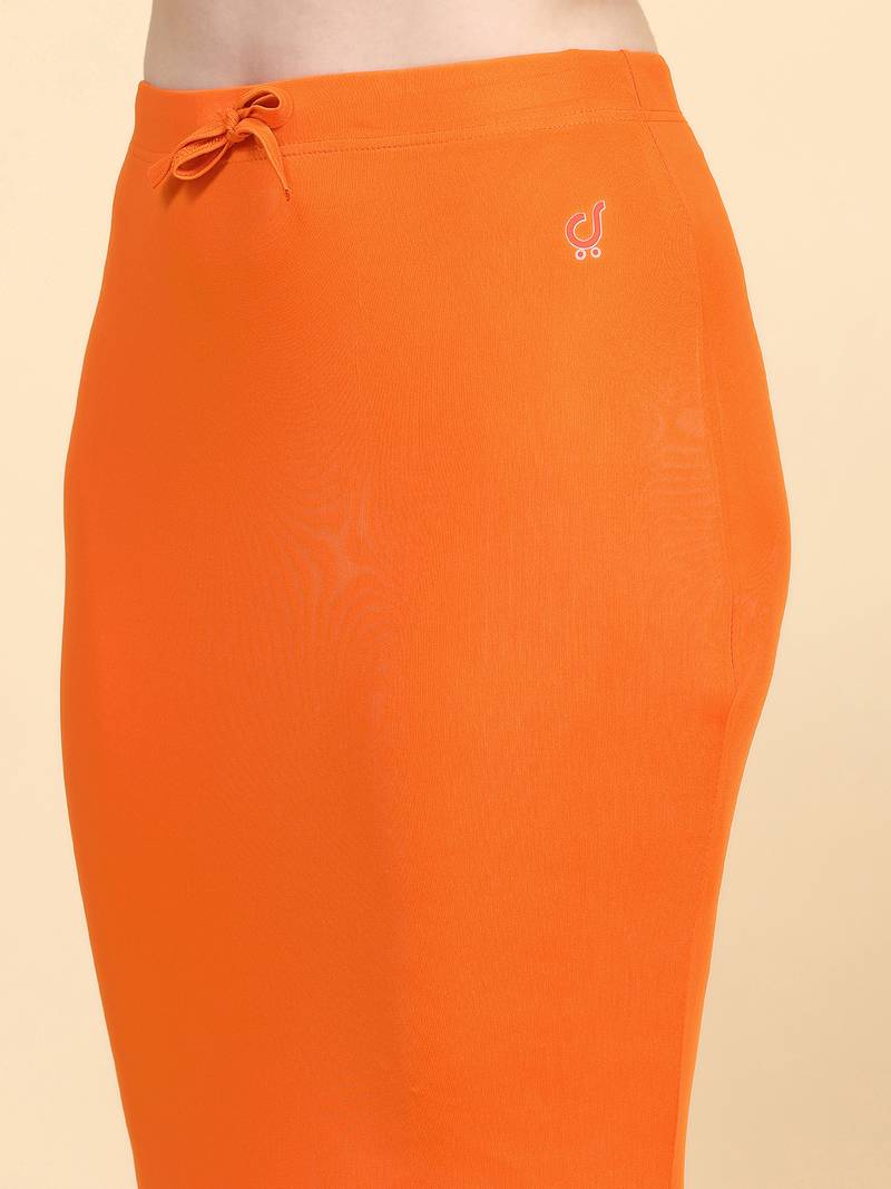 Orange Lycra Spandex Saree Shapewear Skirt Petticoat for Women
