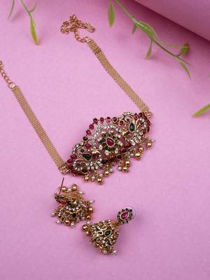 Gold plated kemp temple choker set 2