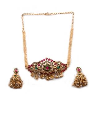 Gold plated kemp temple choker set 3