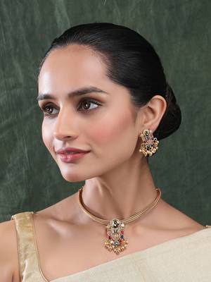 Gold plated mulicolor lord tirupati choker set 1