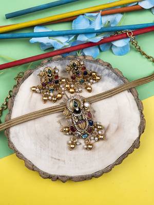Gold plated mulicolor lord tirupati choker set 2