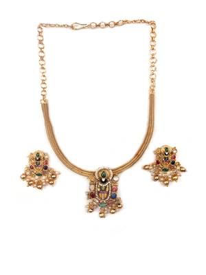 Gold plated mulicolor lord tirupati choker set 3