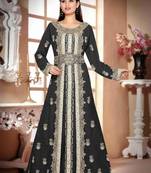 Black color luxurious Handmade Moroccan Kaftan with hijjab