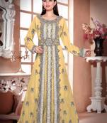 Beige color luxurious Full Sleeves Handmade Moroccan Kaftan .