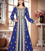Navy-Blue color luxurious Handmade Moroccan Kaftan with hijjab