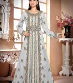 Off-White color luxurious Handmade Moroccan Kaftan  with hijjab