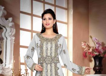 Off-White color Handmade Moroccan Kaftan  with hijjab 2