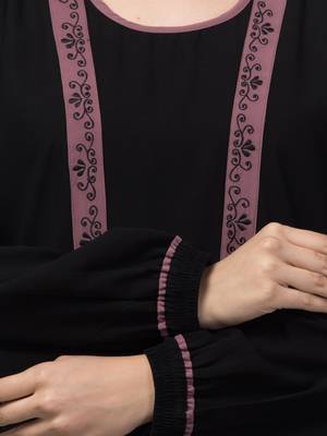 Black and Pink Party Wear Abaya shrug with belt 6