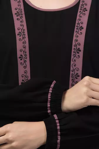 Black and Pink Party Wear Abaya shrug with belt