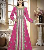 Wine color luxurious Handmade Moroccan Kaftan  with hijjab