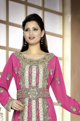 Wine color Handmade Moroccan Kaftan  with hijjab
