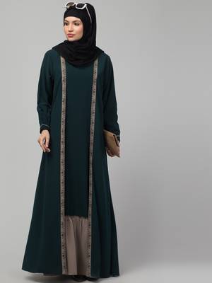 latest stylish shrug women abayas burqa with belt 1