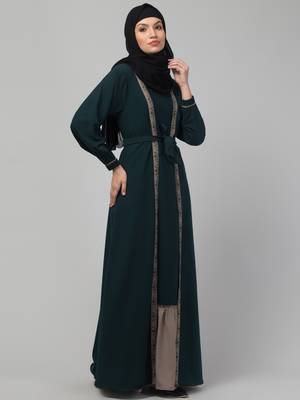 latest stylish shrug women abayas burqa with belt 3