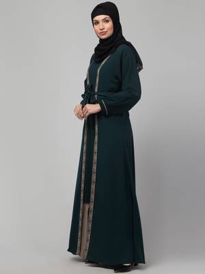 latest stylish shrug women abayas burqa with belt 4