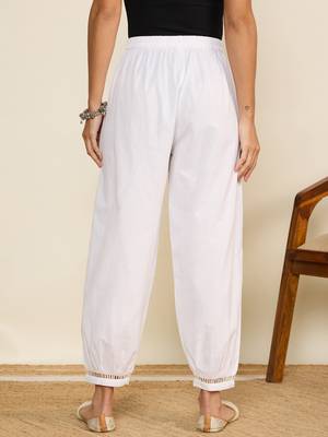 Winered women white pant with gathers and lace detailing 5