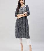 Winered women  black bandhani cotton straight kurta