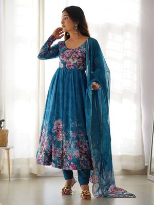 Fusionic blue  ethnic-suits with dupatta 1