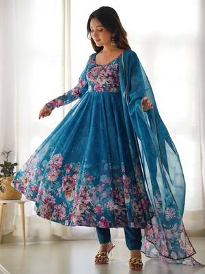 Fusionic blue  ethnic-suits with dupatta 3