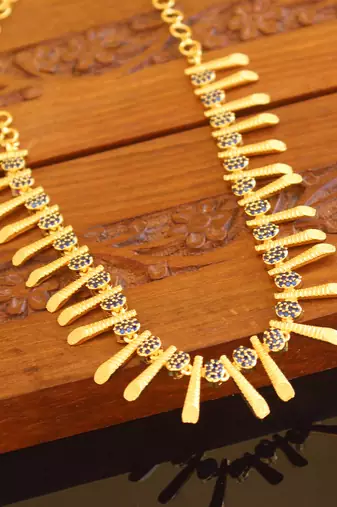 Kerala traditional gold plated stone necklace