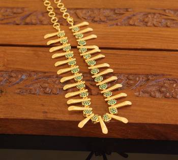 Kerala traditional gold plated stone necklace 2