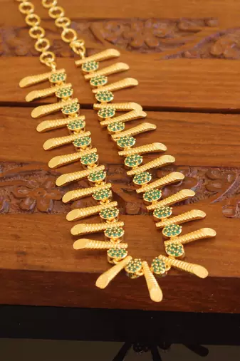 Kerala traditional gold plated stone necklace