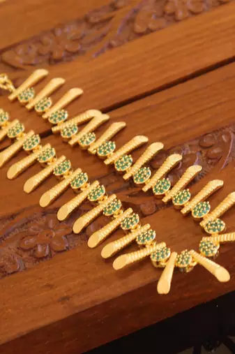 Kerala traditional gold plated stone necklace