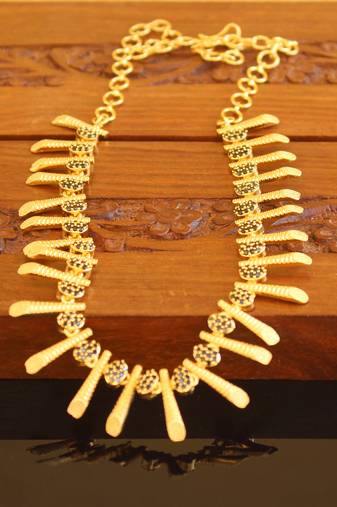 Kerala traditional gold plated stone necklace