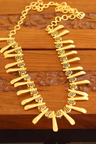 Kerala traditional gold plated stone necklace